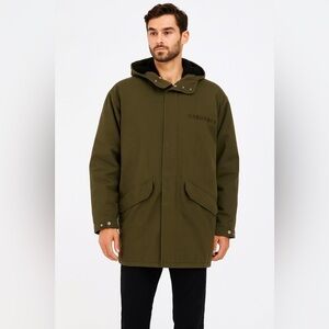 NWT Zadig & Voltaire Khaki Green Parka Coat Faux Shearling Lined Size Medium M